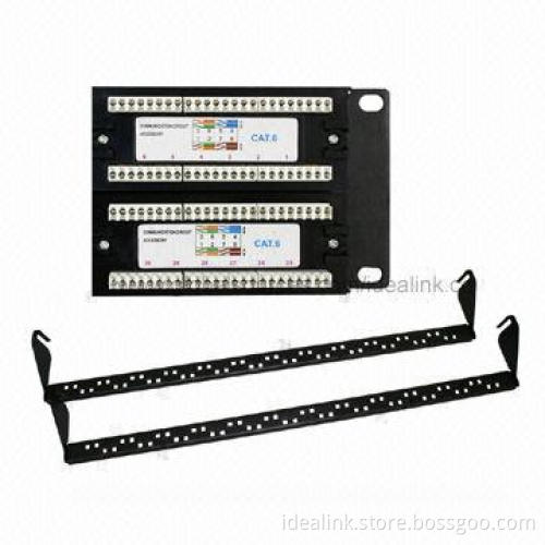 1U Cat6 Patch Panel, Meets 19-inch Rack-mount Mark, Available in Black Color